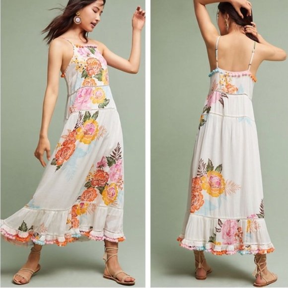 Anthropologie Dresses & Skirts - NWOT🎉Anthro Farm Rio Pompom tropical maxi dress